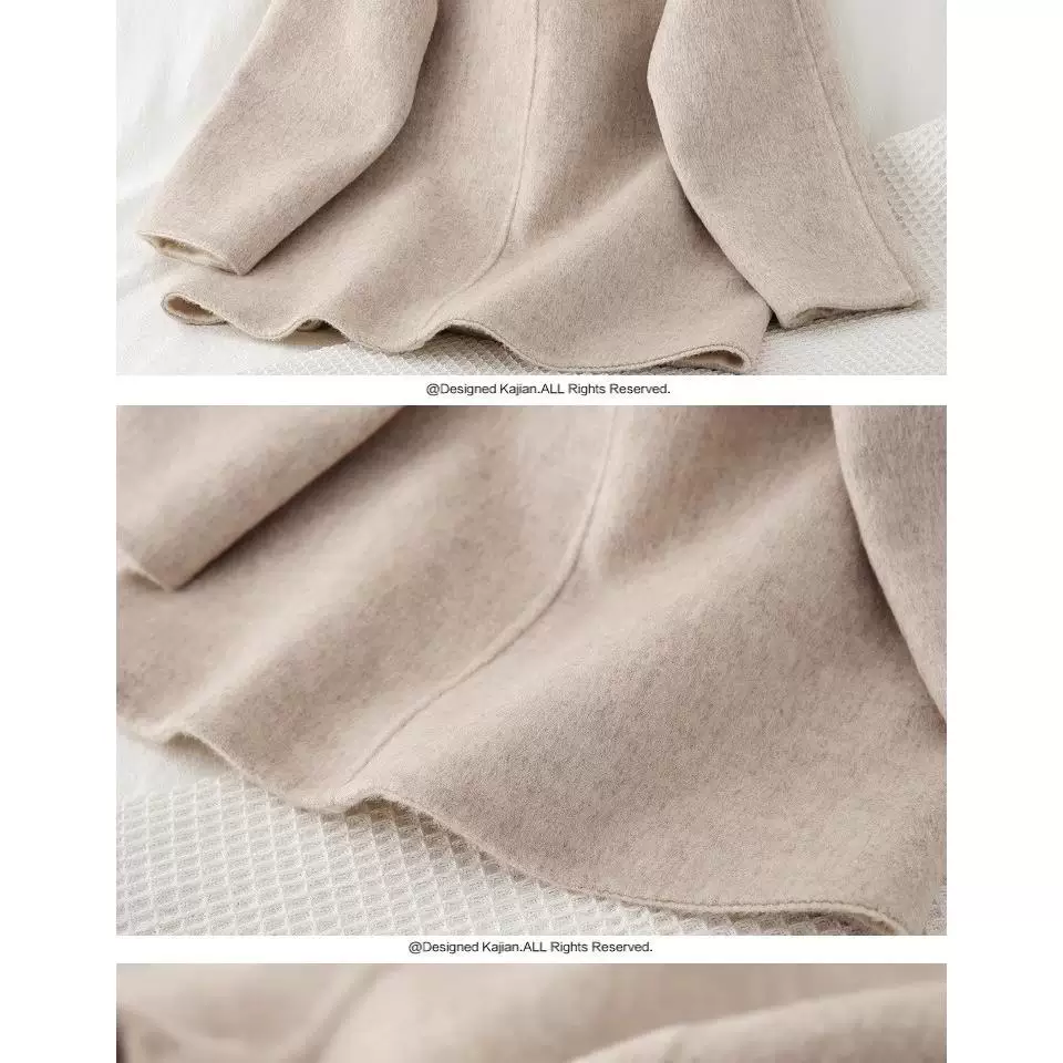 2047 parent-child outfit, cute bunny ears scarf style, large lapel raglan sleeve coat paper pattern patch pocket 1:1 clothing sample - Image 3