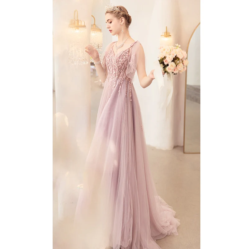 Angel troue rok, blomme pienk bruid roosterbrood aandete partytjie jaarlikse troue rok 6676. | Amehandmadesg - Image 3