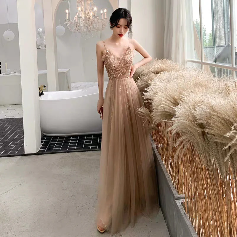 Banquet dress female long section new temperament champagne color noble birthday party dress dress host - Image 4