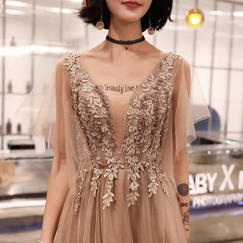 Banquet evening dress long section winter champagne dream show host dress birthday party dress female - Image 2