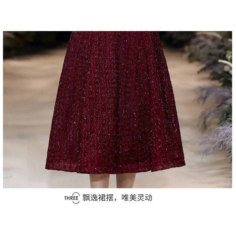 Banquet evening dress red long-sleeved dress  women evening dress birthday party dress - Image 9