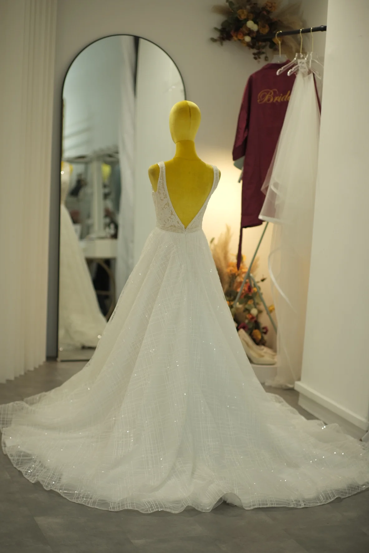 Lux Fabric Half Lace with Beaded Size M Wedding Gown | Ready-to-Wear - Image 8