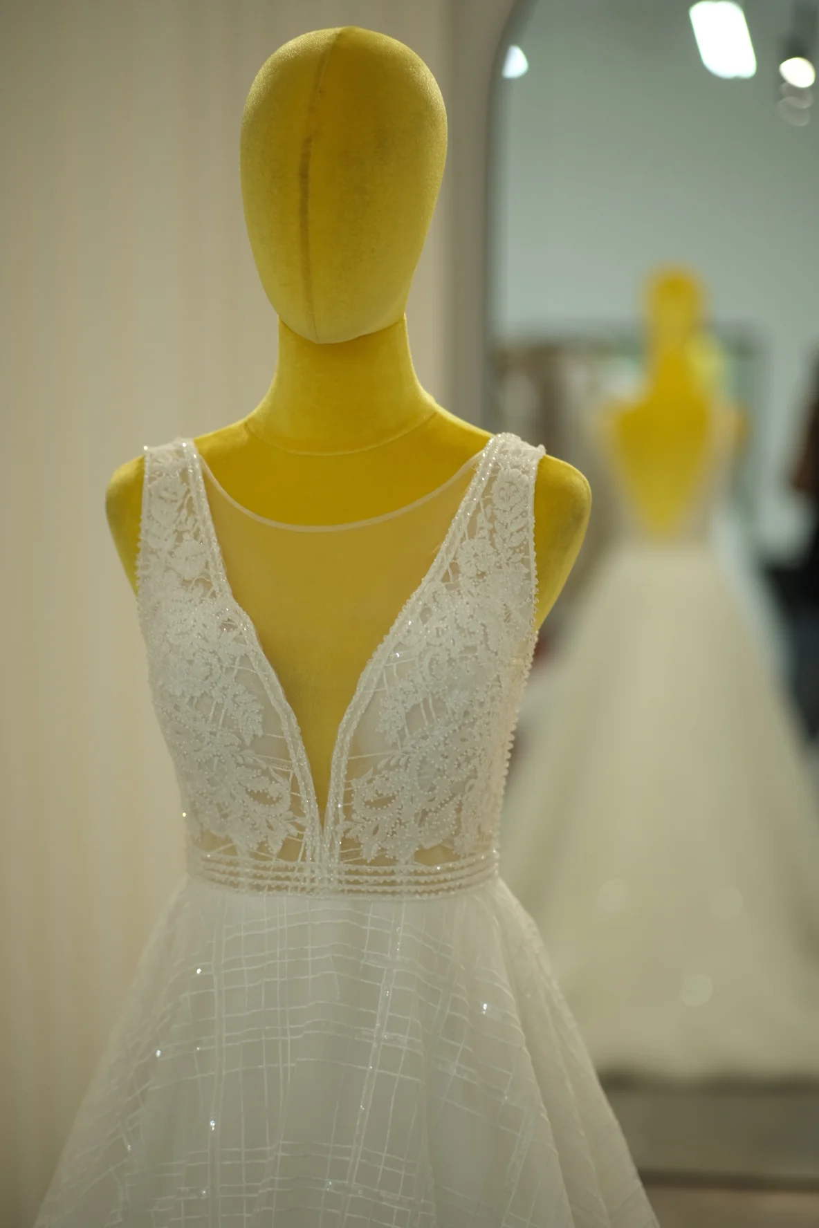 Lux Fabric Half Lace with Beaded Size M Wedding Gown | Ready-to-Wear - Image 9