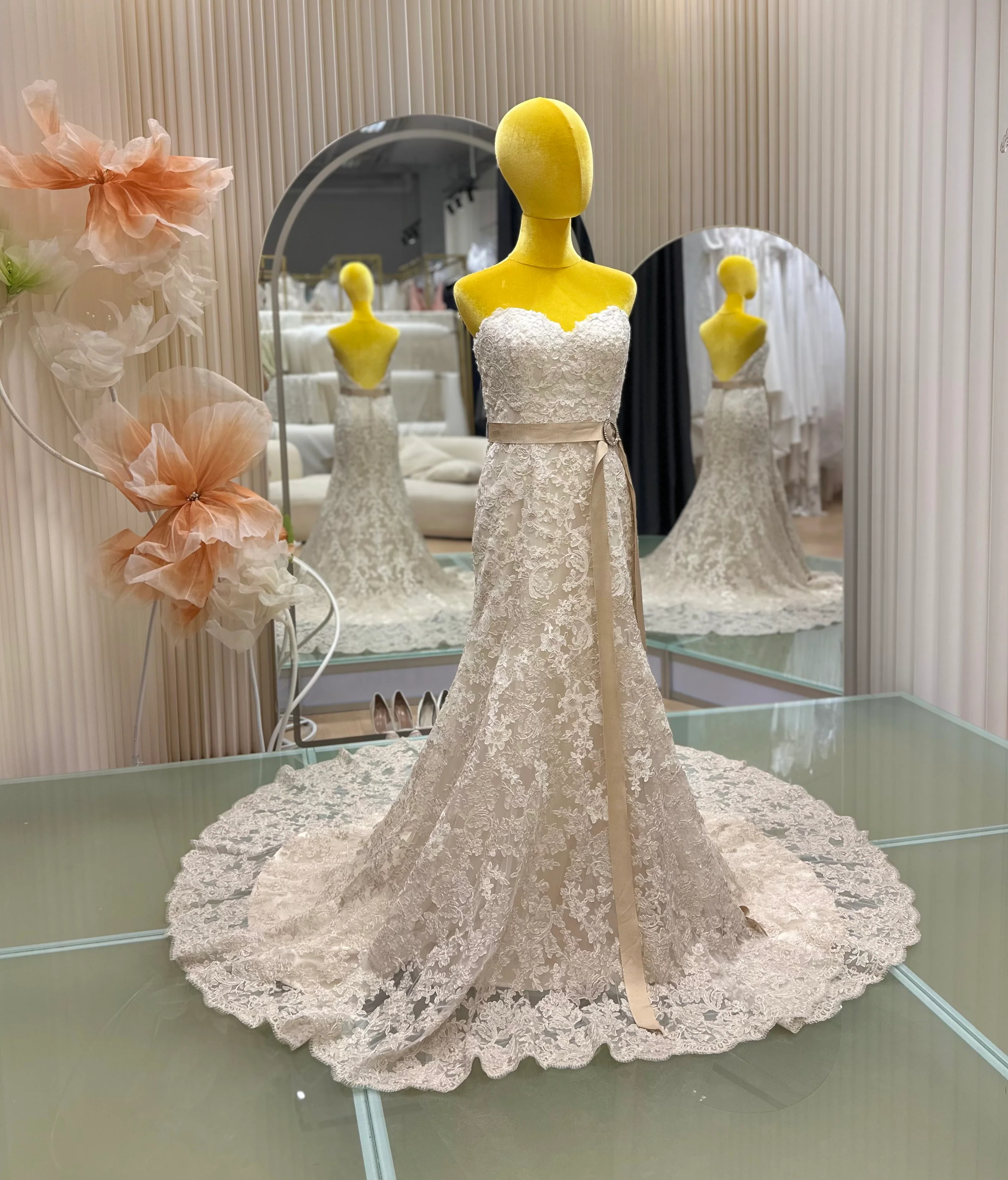 Lux Full Fabric Lace Beaded Size S Wedding Gown | Ready-to-Wear