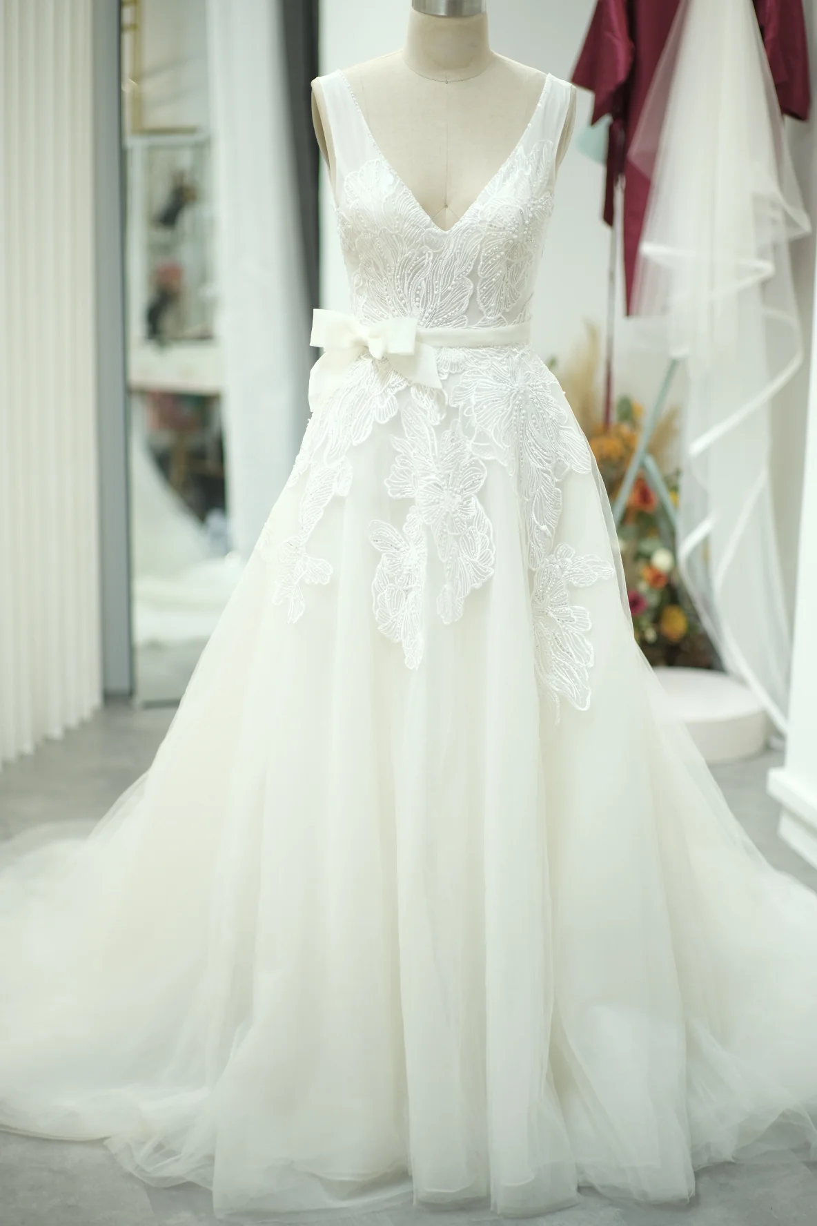 Lux Half Lace Beaded Size S Wedding Gown | Ready-to-Wear - Image 2