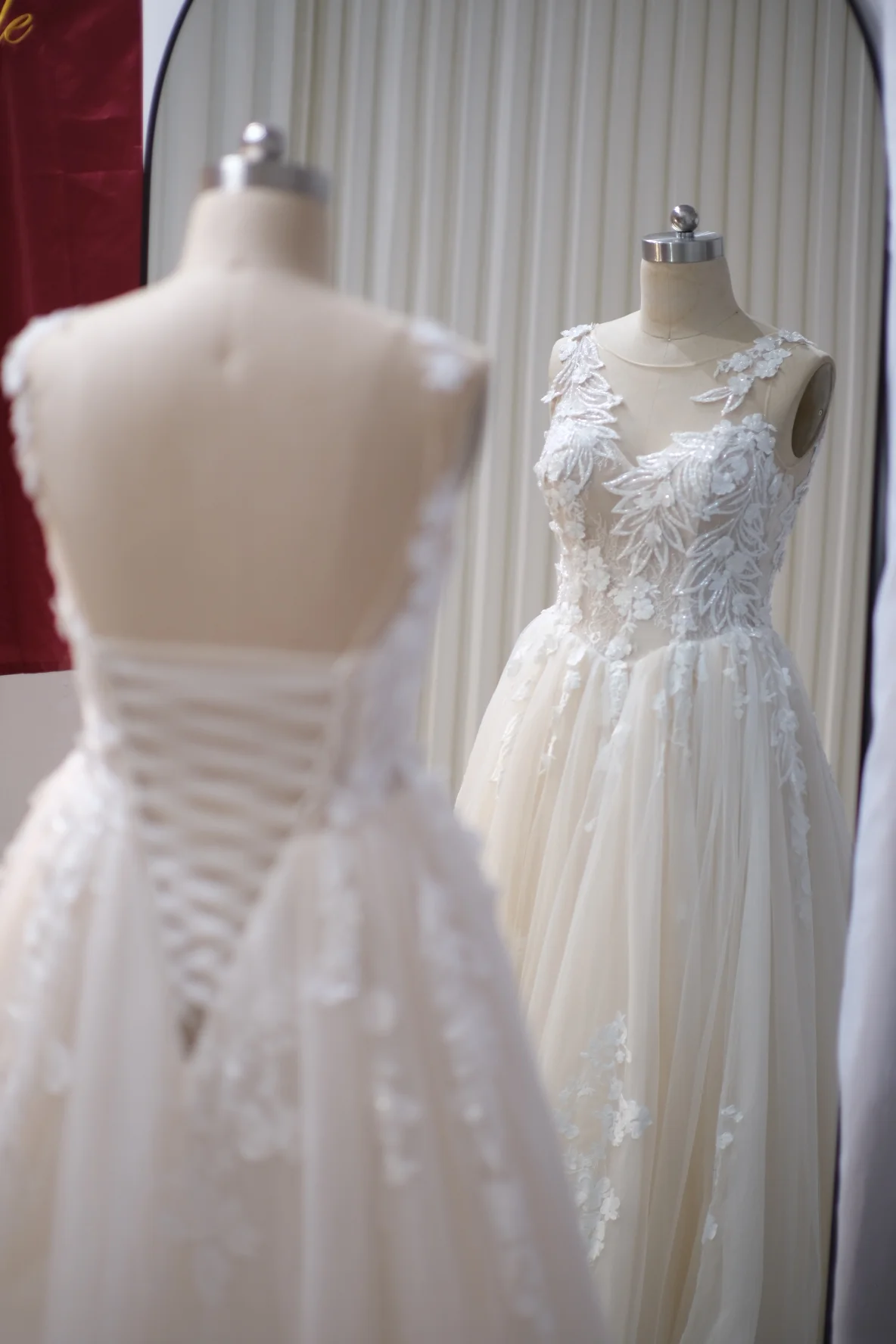 Lux Fabric Full Applique Lace with Beaded Wedding Gown Size L | Ready-to-Wear - Image 5