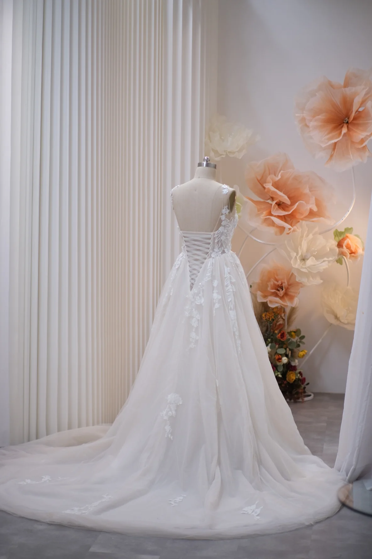 Lux Fabric Full Applique Lace with Beaded Wedding Gown Size L | Ready-to-Wear - Image 8