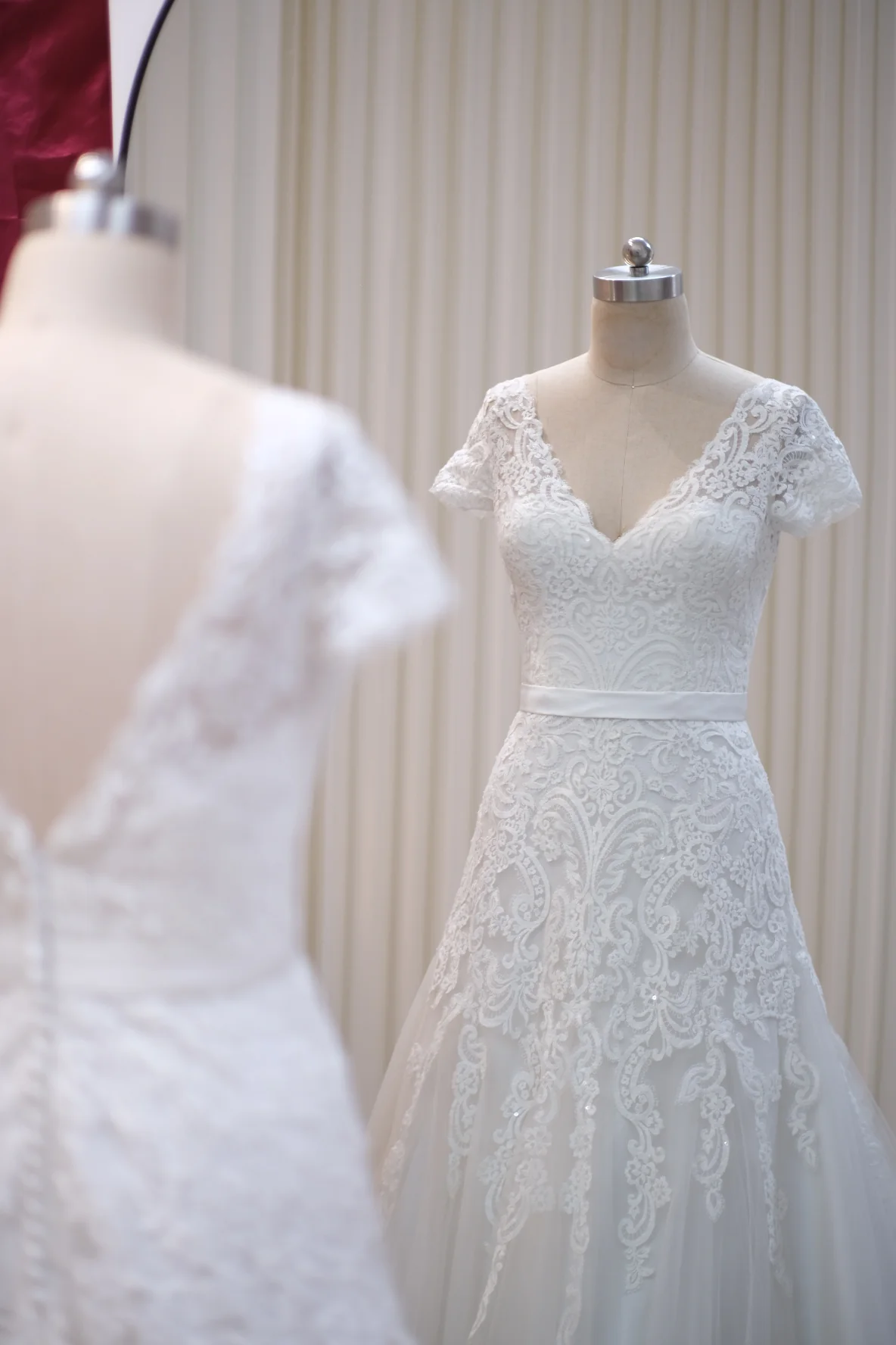 Lux Full Half Lace with Beaded Wedding Gown Size M | Ready-to-Wear - Image 2