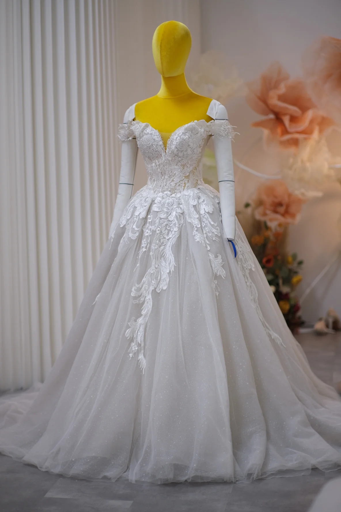 Luxury Full Half Lace with Beaded Wedding Gown Size XS | Ready-to-Wear - Image 3