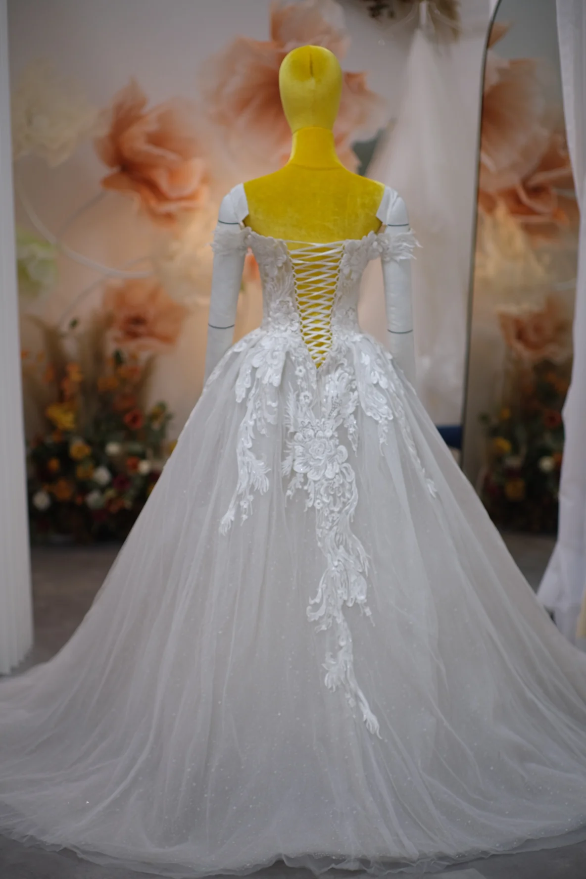 Luxury Full Half Lace with Beaded Wedding Gown Size XS | Ready-to-Wear - Image 4