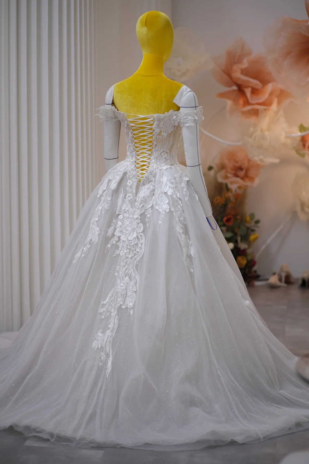 Luxury Full Half Lace with Beaded Wedding Gown Size XS | Ready-to-Wear - Image 5
