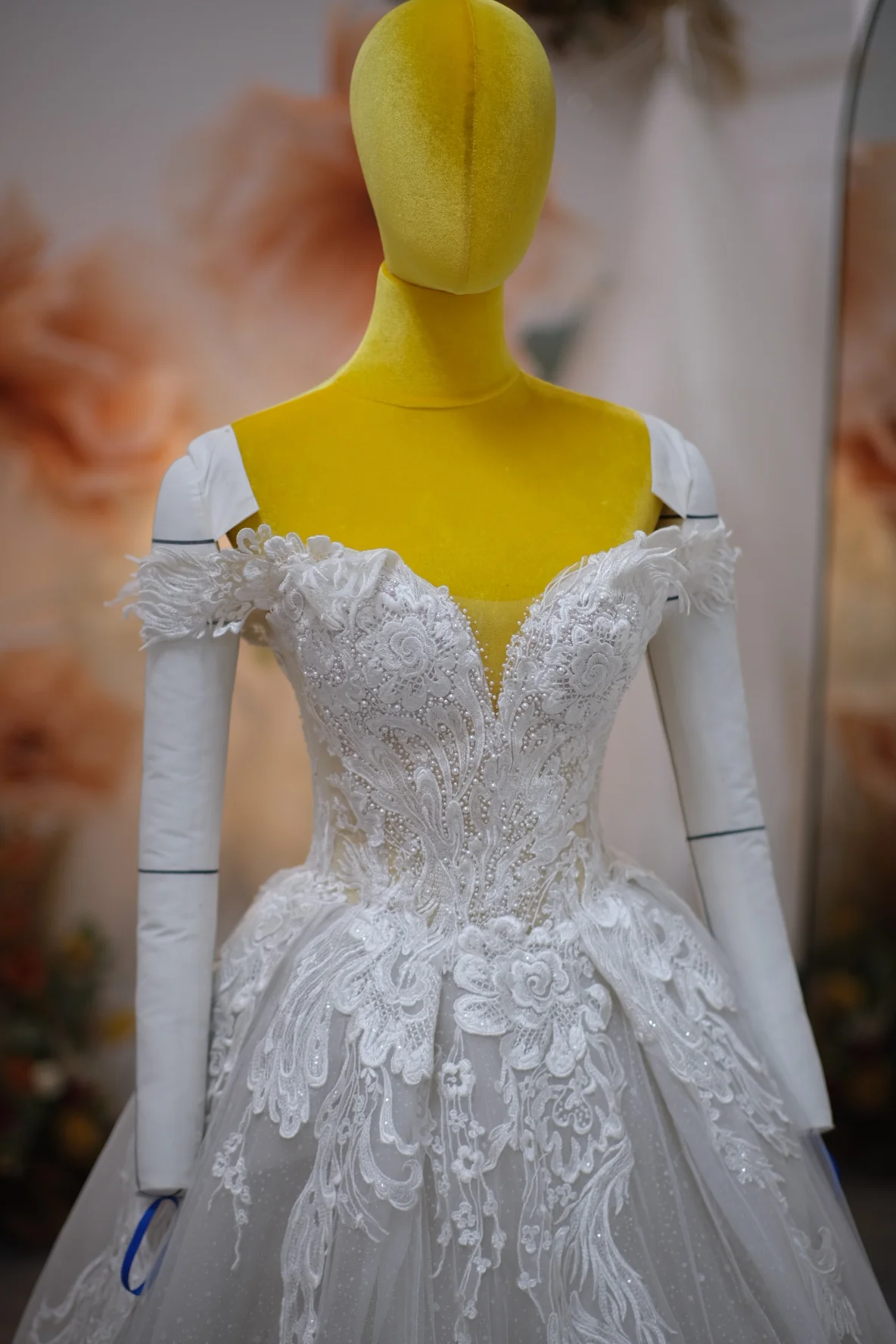 Luxury Full Half Lace with Beaded Wedding Gown Size XS | Ready-to-Wear - Image 6