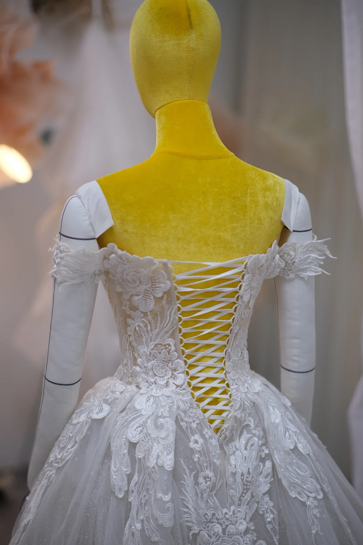 Luxury Full Half Lace with Beaded Wedding Gown Size XS | Ready-to-Wear - Image 7
