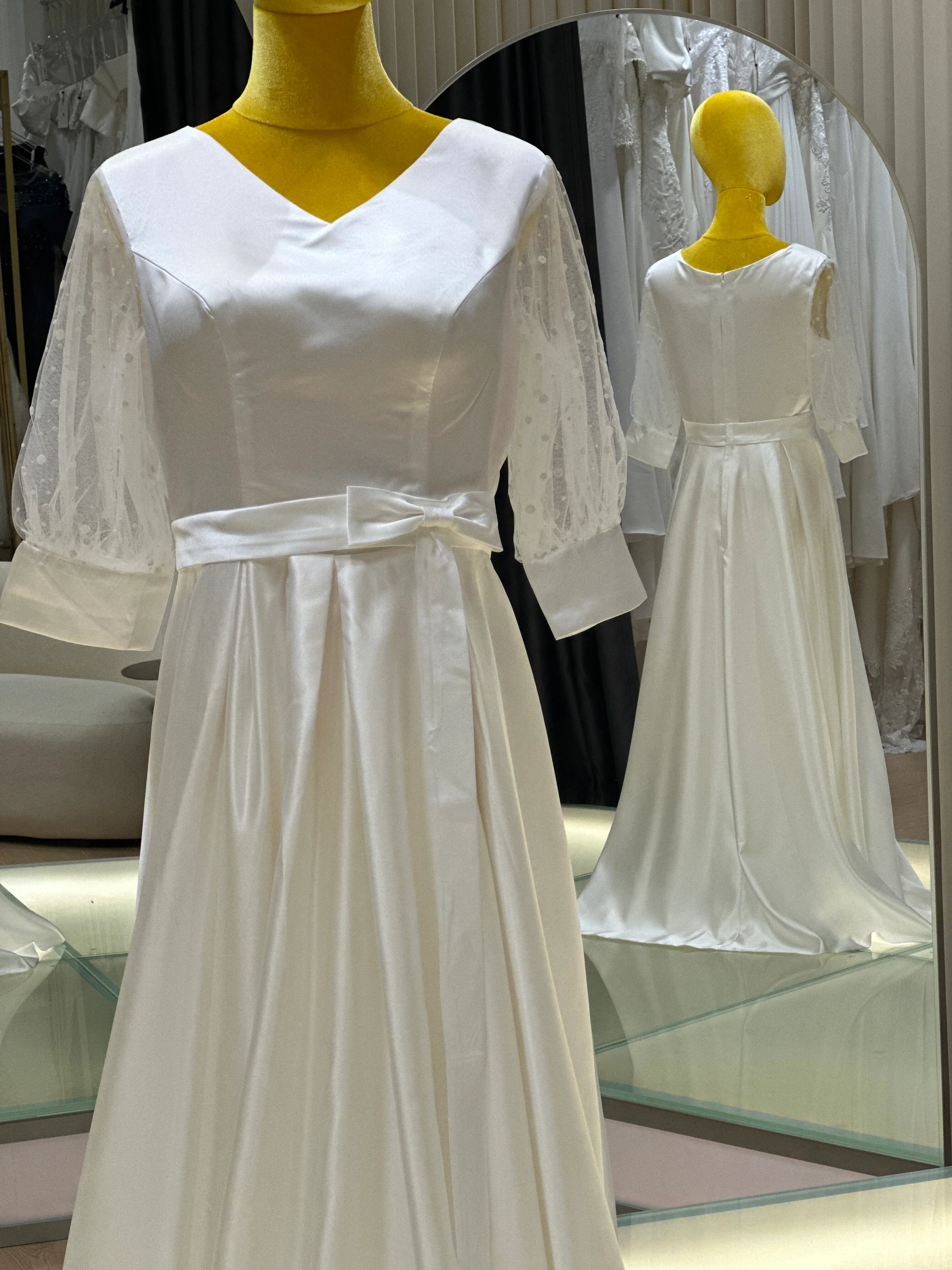 Pleated Plain Wedding Gown Size XXL Bust. 96| Ready-to-Wear - Image 6