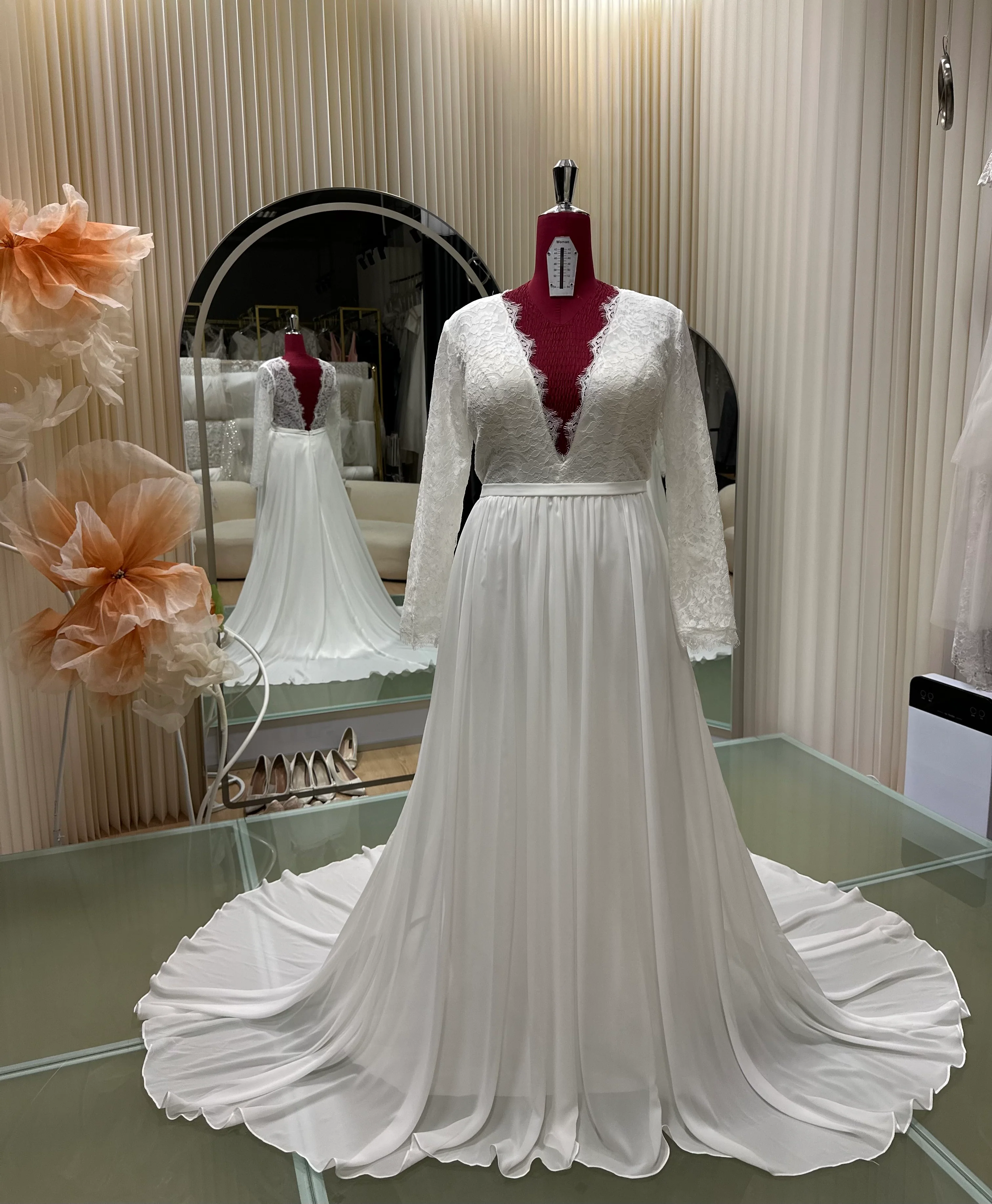 Premium Half Lace Wedding Gown Size 3XL Bust 100 | Ready-to-Wear