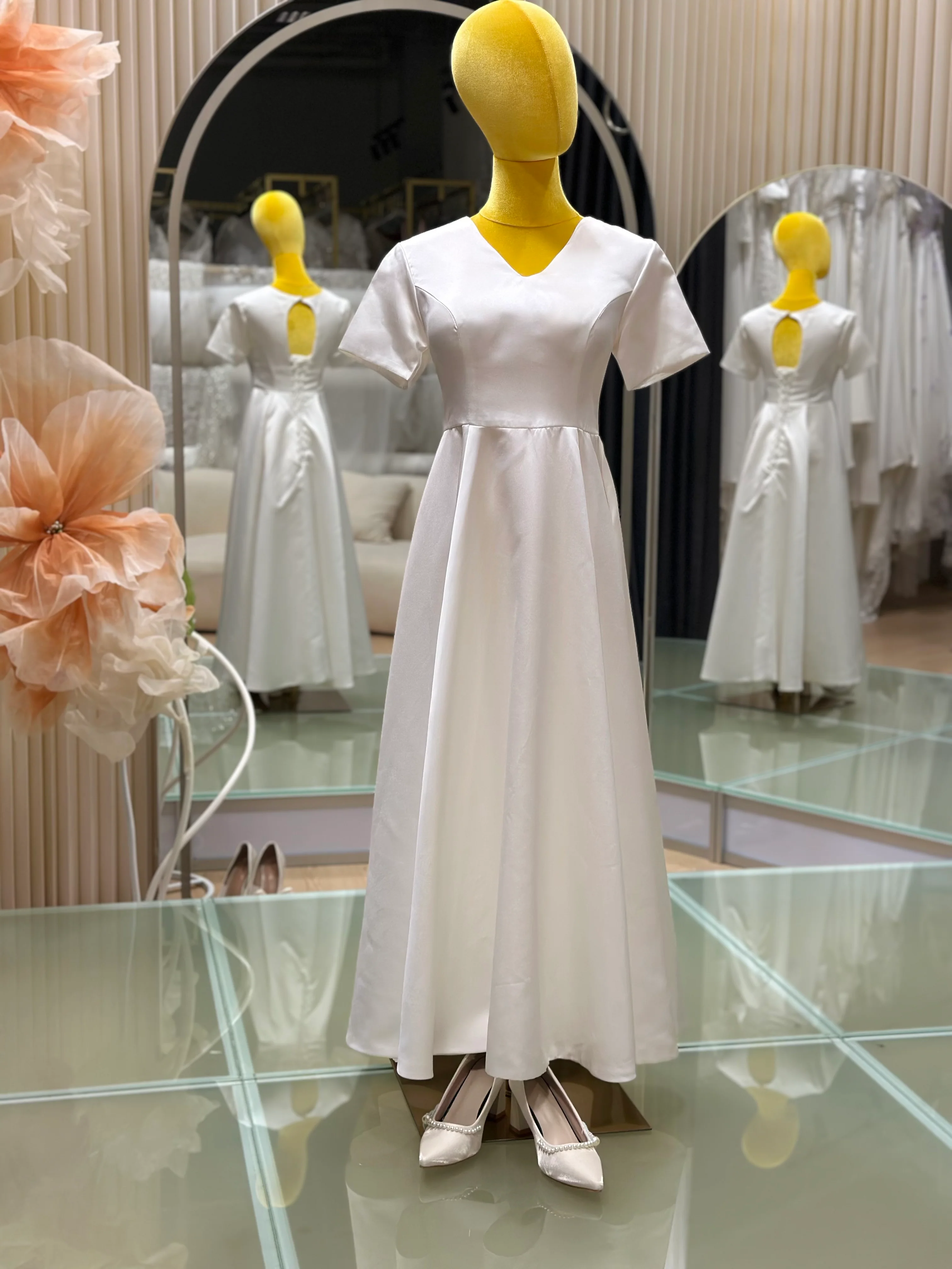 Graceful Pleat Minimalist Wedding Gown Plus | Ready-to-Wear - Image 3