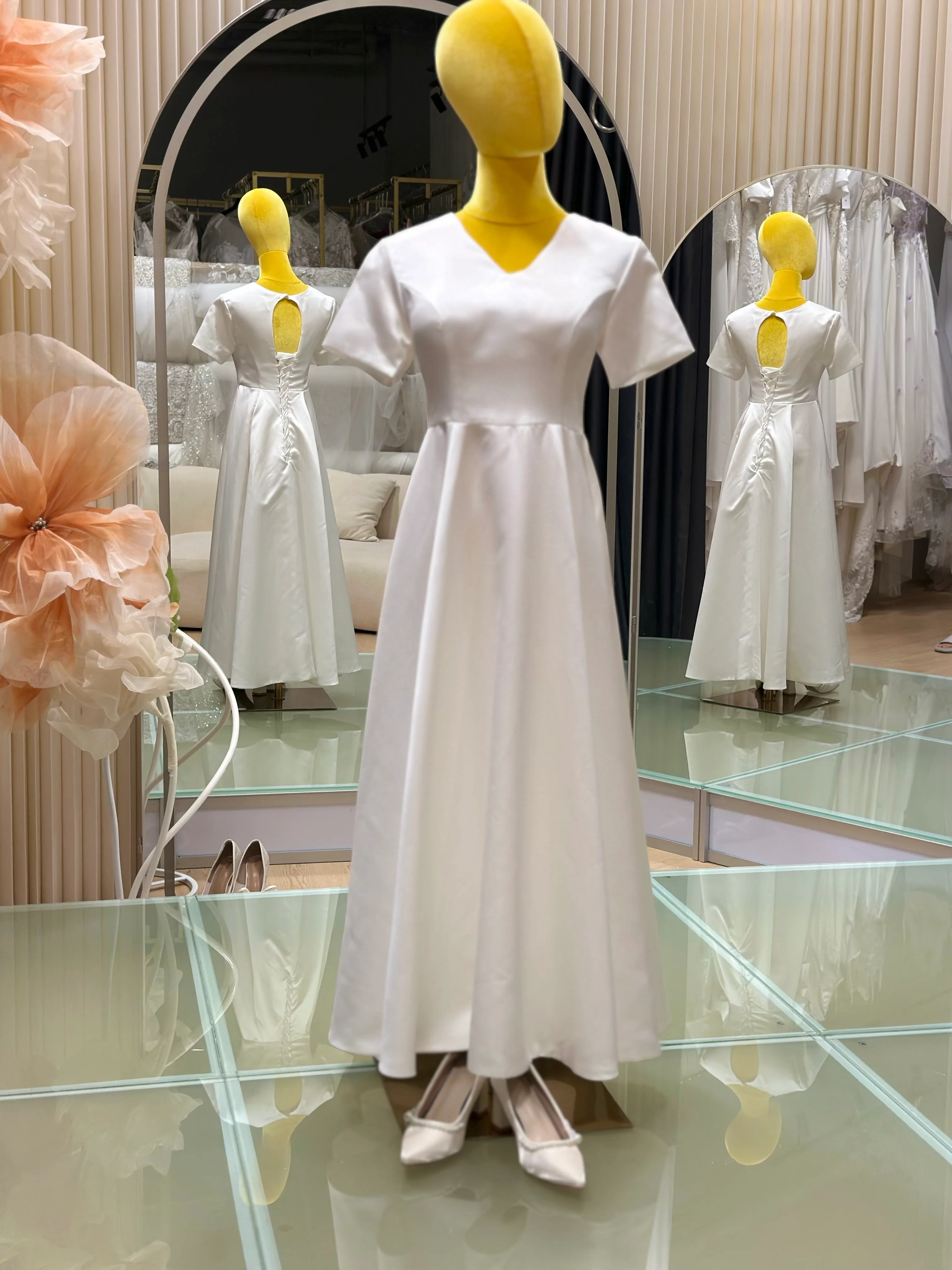 Graceful Pleat Minimalist Wedding Gown Plus | Ready-to-Wear - Image 4
