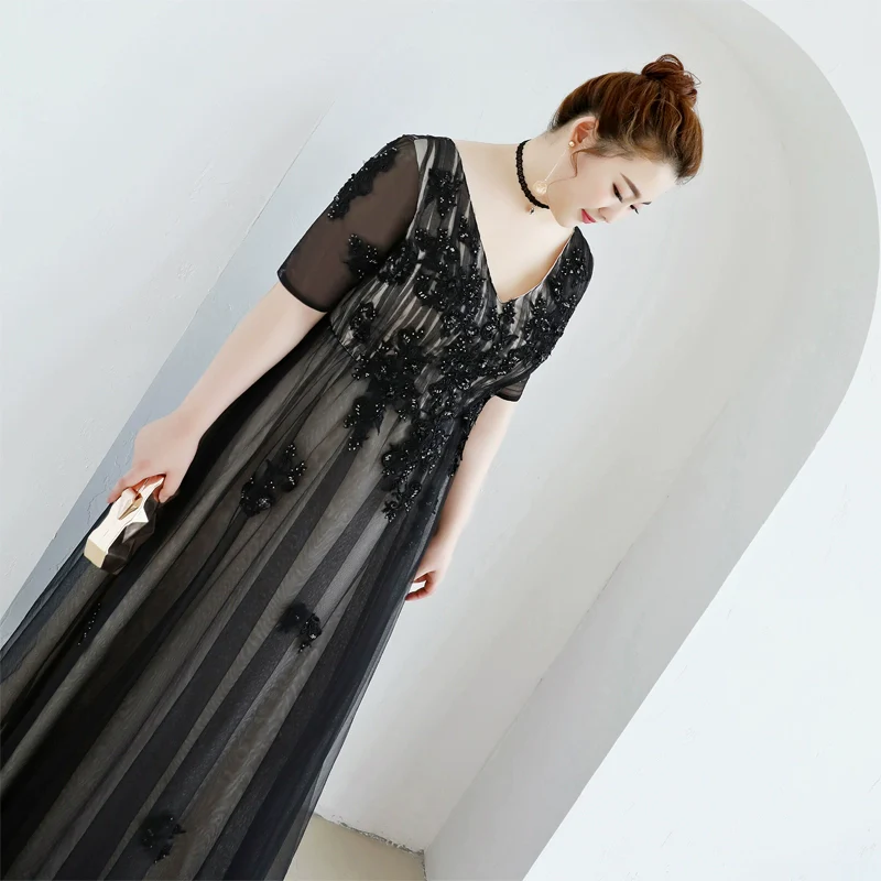 Black Elegant A-Line Wedding Dress - Image 2