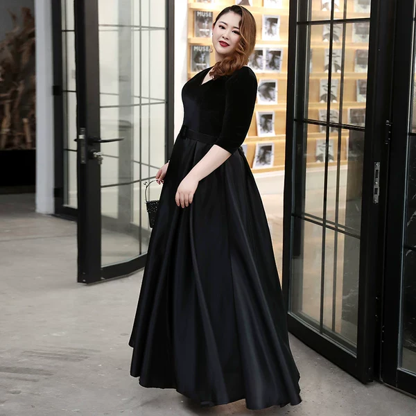 Black Satin Evening Dress - Image 4