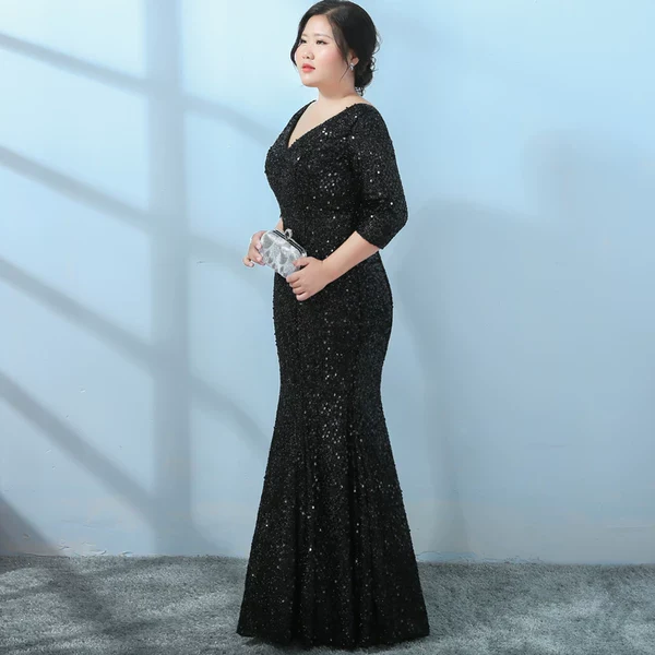 Black Sequin Elegant Evening Dress - Image 2