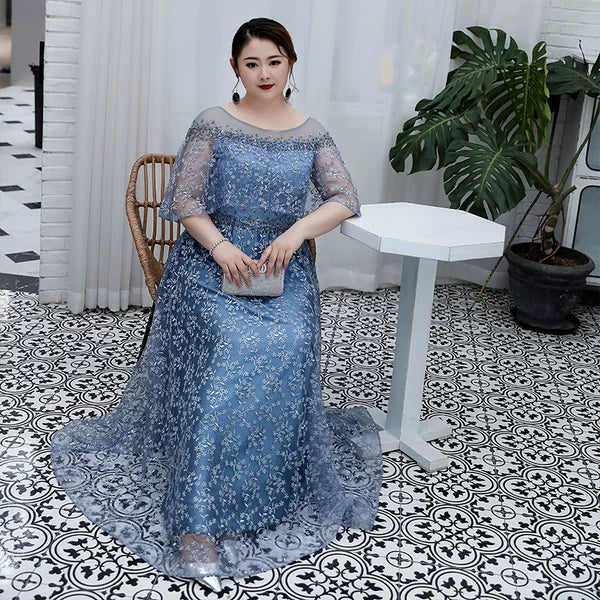 Blue Gray Evening Dress 3XL-7XL - Image 3