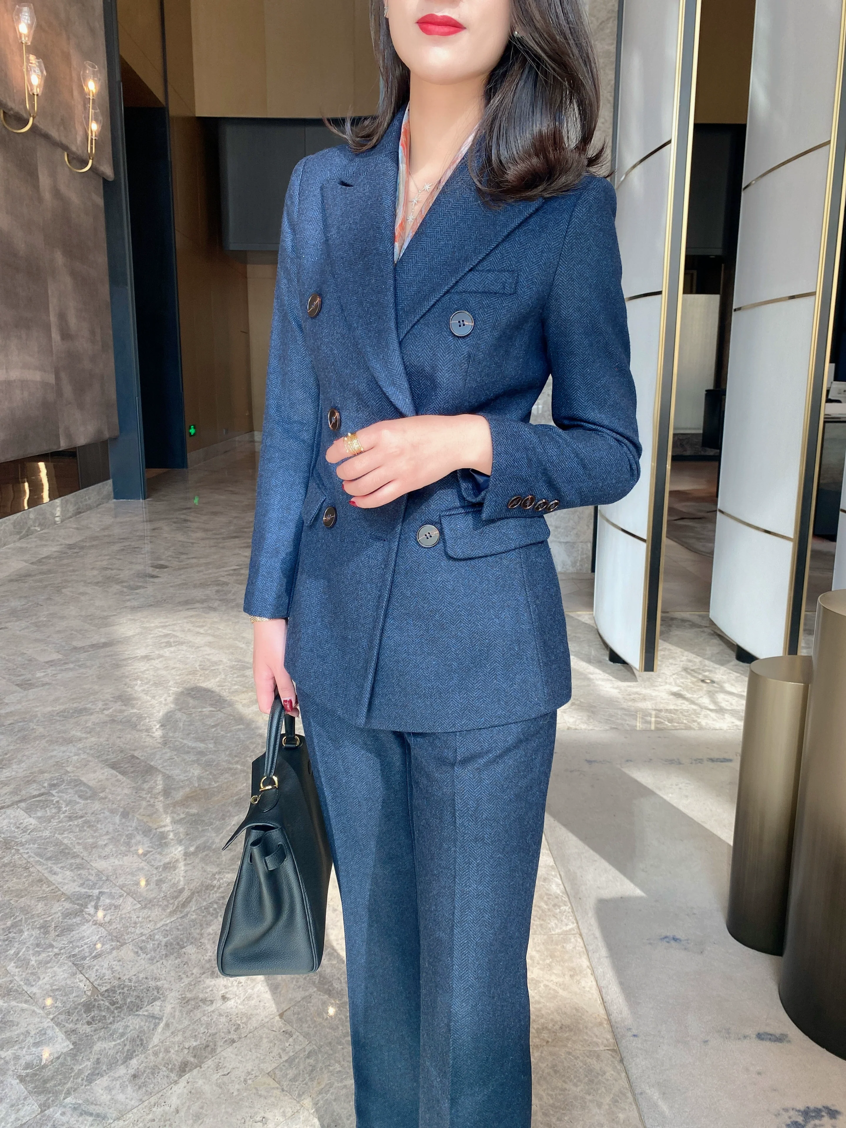 Blue Woolen Classic Suit Jacket with Slim Trousers - Image 2