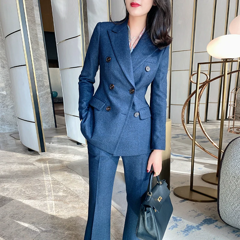 Blue Woolen Classic Suit Jacket with Slim Trousers - Image 6