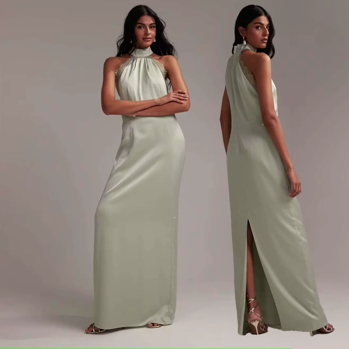 Bridesmaid Lace A-Line Evening Dress - Image 4