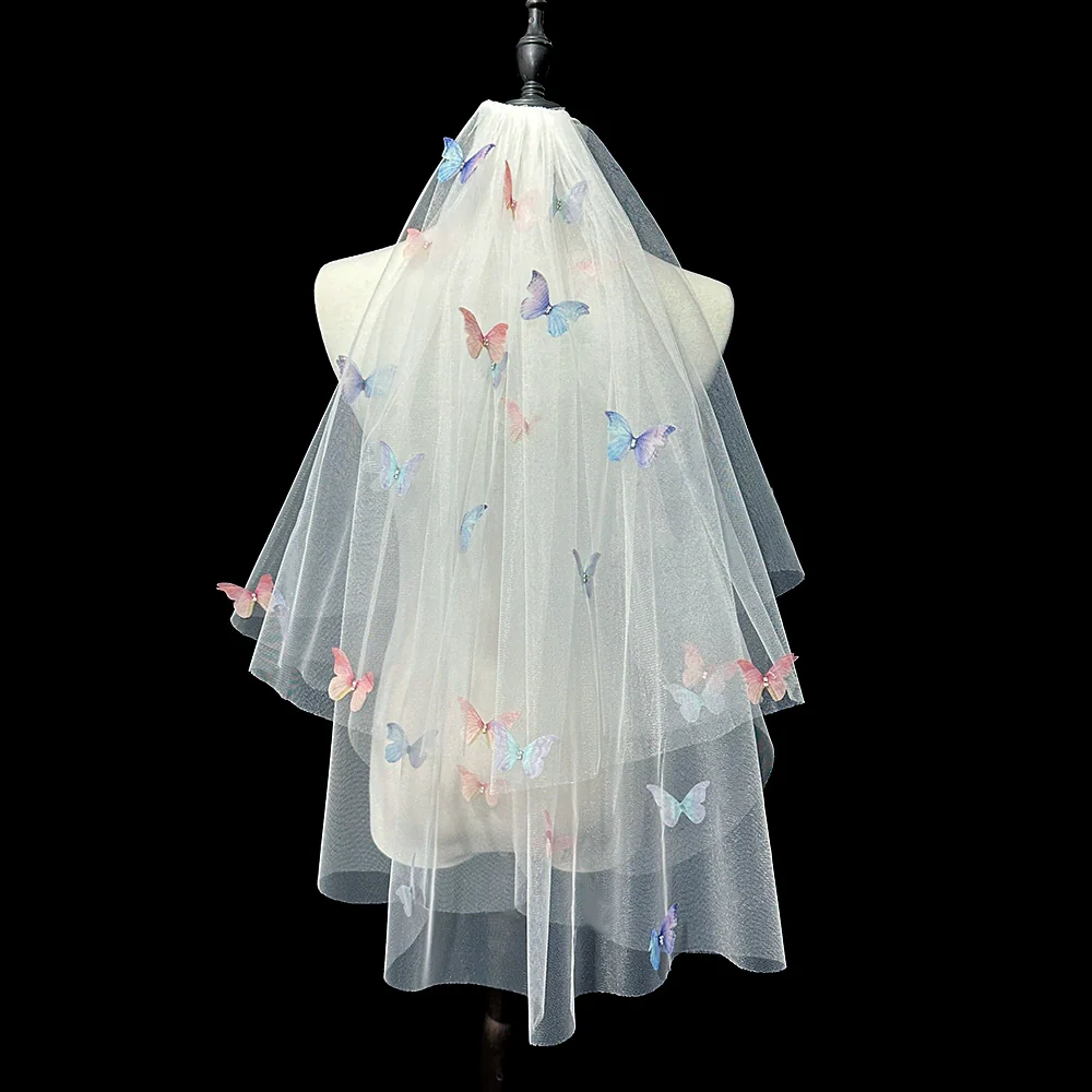 Dopamine Color Butterfly Veil 60-80cm Hair Comb - Image 3