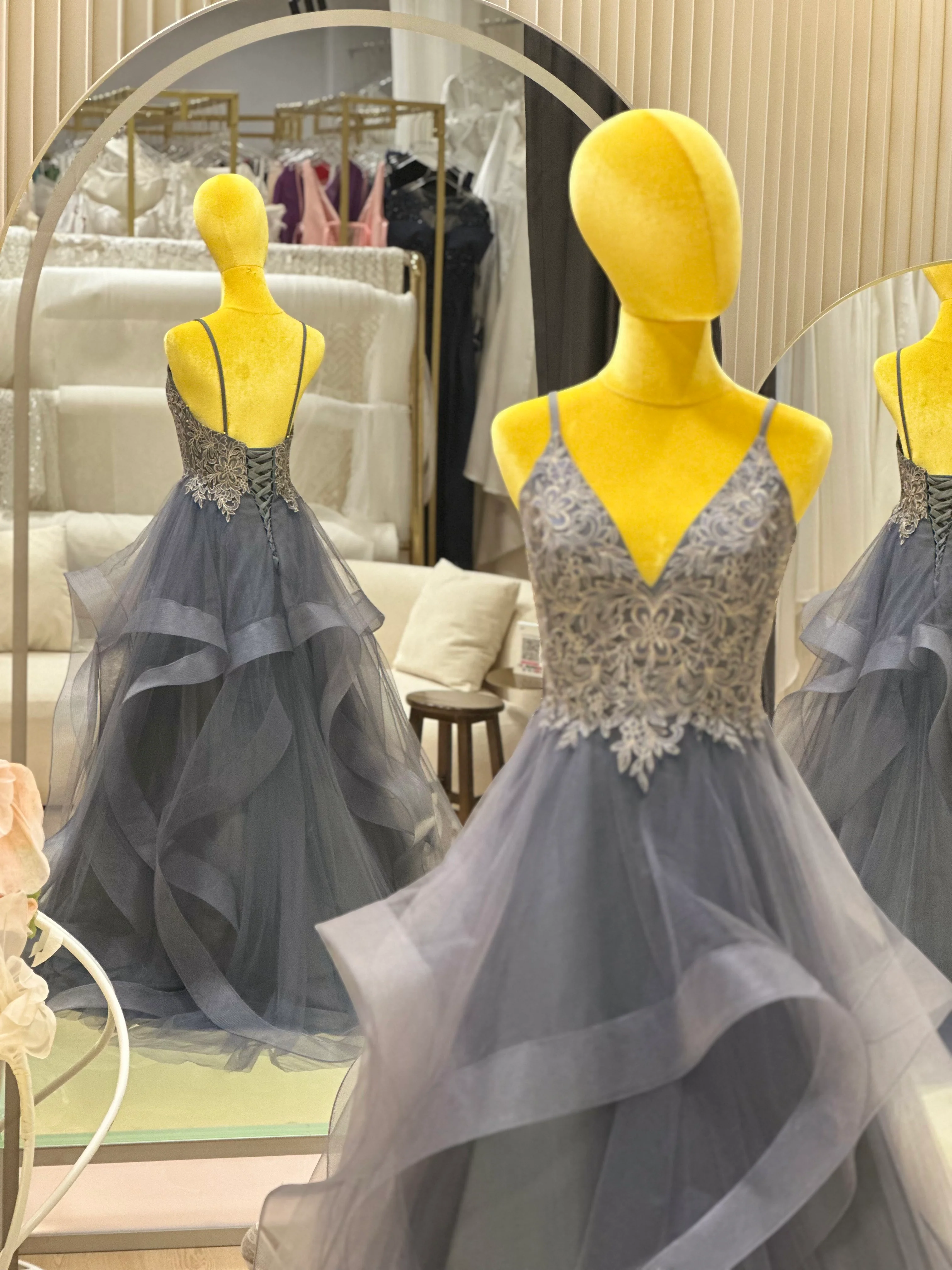 Twilight Luxe Half-Lace Evening Gown | Ready-to-Wear - Image 4