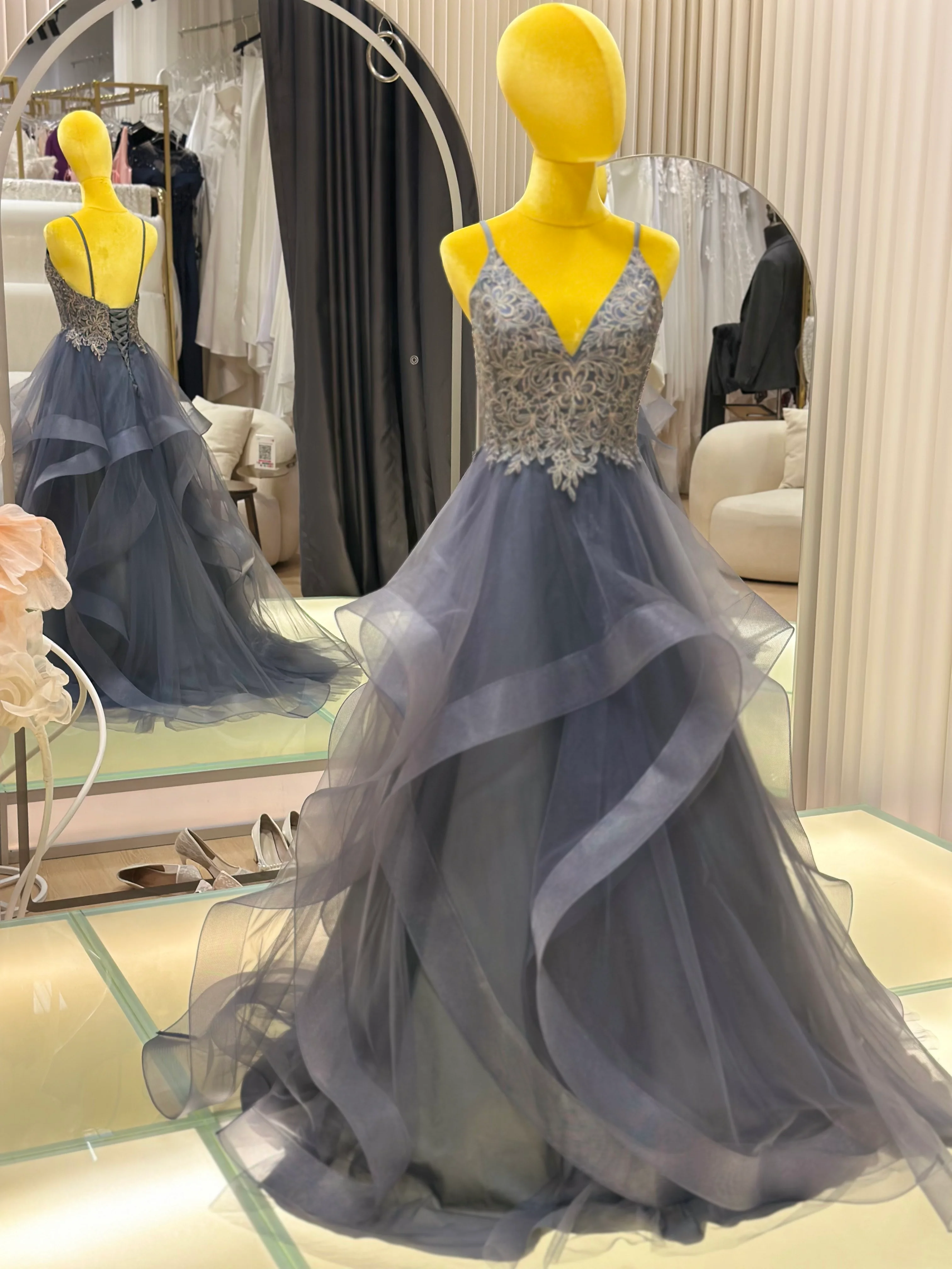 Twilight Luxe Half-Lace Evening Gown | Ready-to-Wear - Image 7