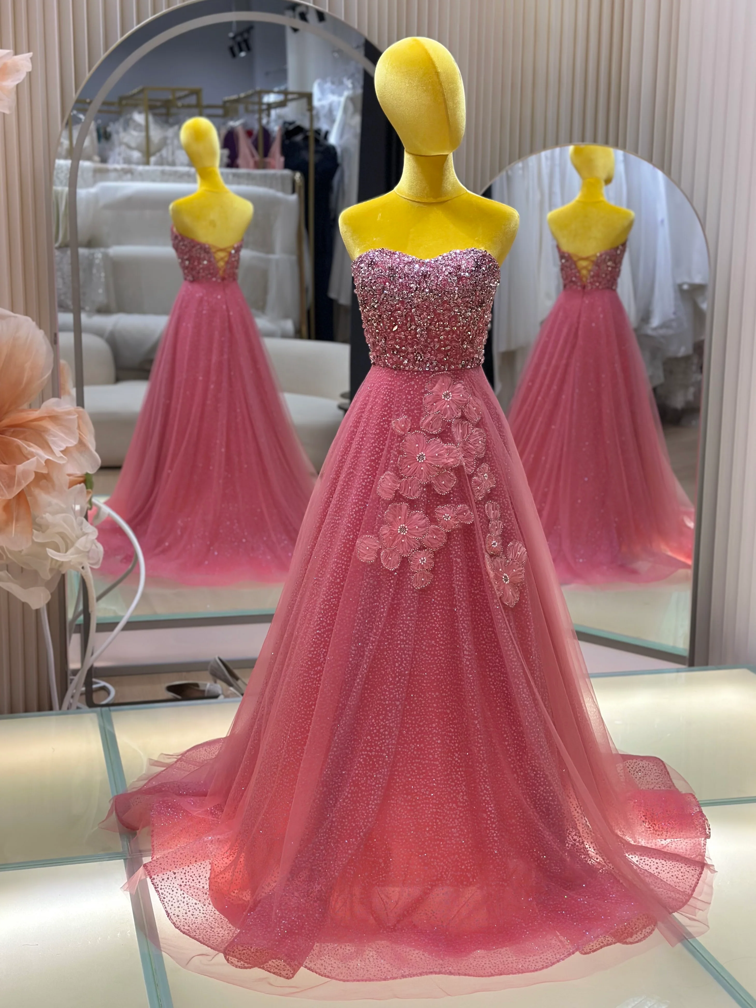 Fuchsia Fantasy Ruffled Sequin Ball Gown | Ready-to-Wear