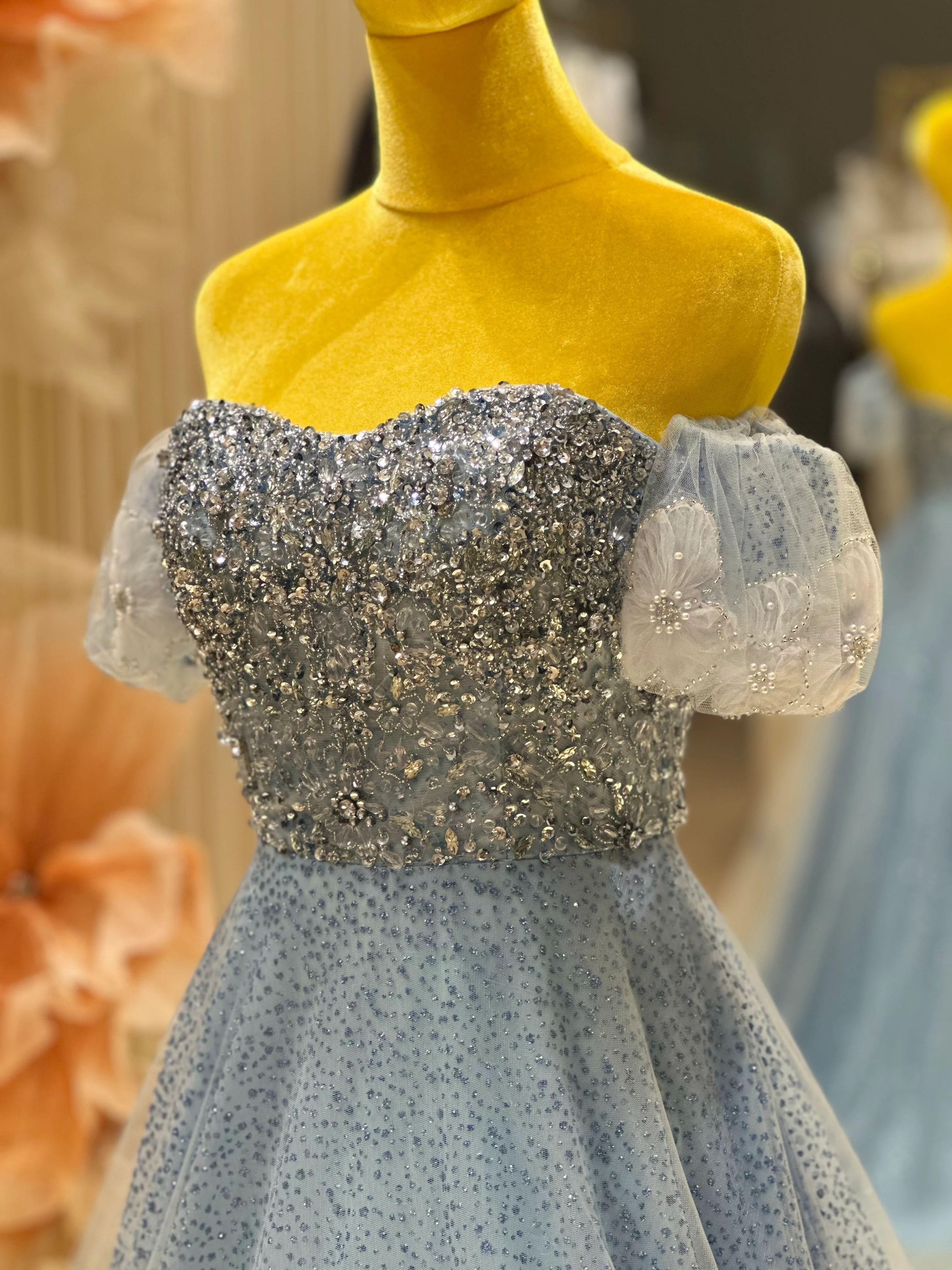 Celestial Blue Glitter Tulle Ball Gown | Ready-to-Wear - Image 6