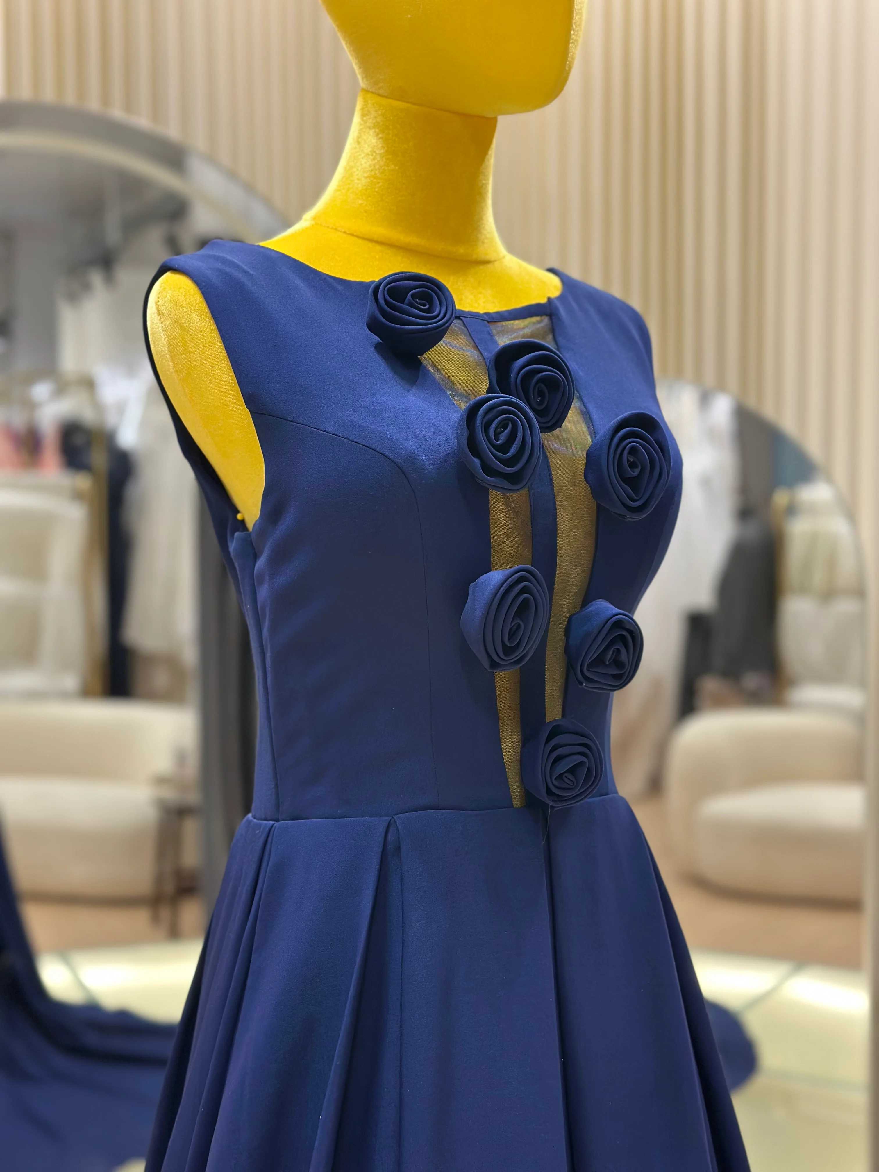 Sapphire Elegance Draped Evening Gown | Ready-to-Wear - Image 6