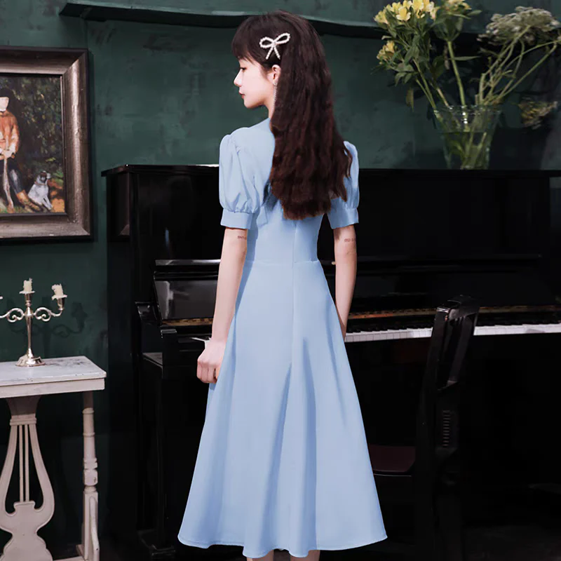 EG-SALE-AME-00105 Evening dress for women, light luxury, niche, high-end party, high-end feeling, usually can be worn, blue bridesmaid dress, - Image 4