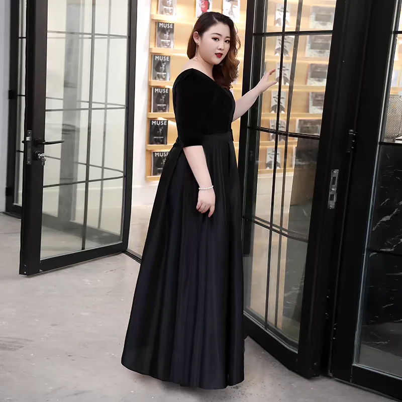 EG-SALE-AME-00104 Satin and velvet toast dress new style elegant simple and generous annual meeting long evening dress - Image 2