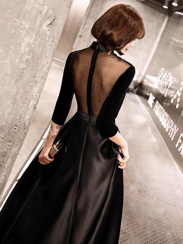 EG-SALE-AME-00111 Satin toast dress new style elegant simple and generous annual meeting long evening dress - Image 4