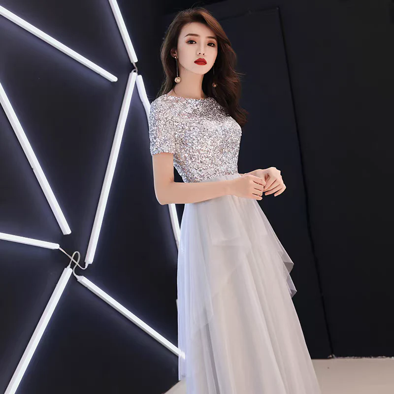 EG-SALE-AME-00118 Banquet evening dress fairy temperament lady long adult ceremony white birthday party dinner dress slim fit - Image 5