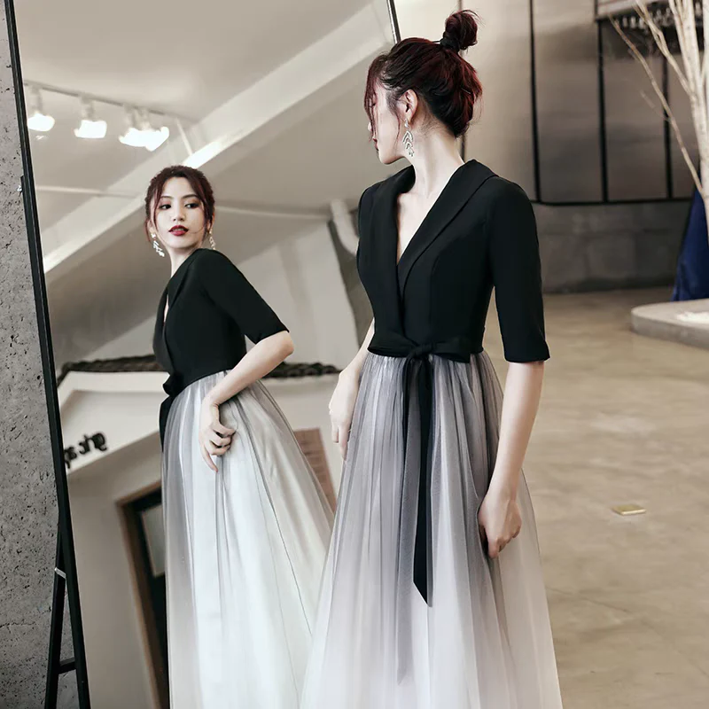 EG-SALE-AME-00136 Temperament banquet black evening dress female new performance chorus high-end luxury birthday dress host - Image 3