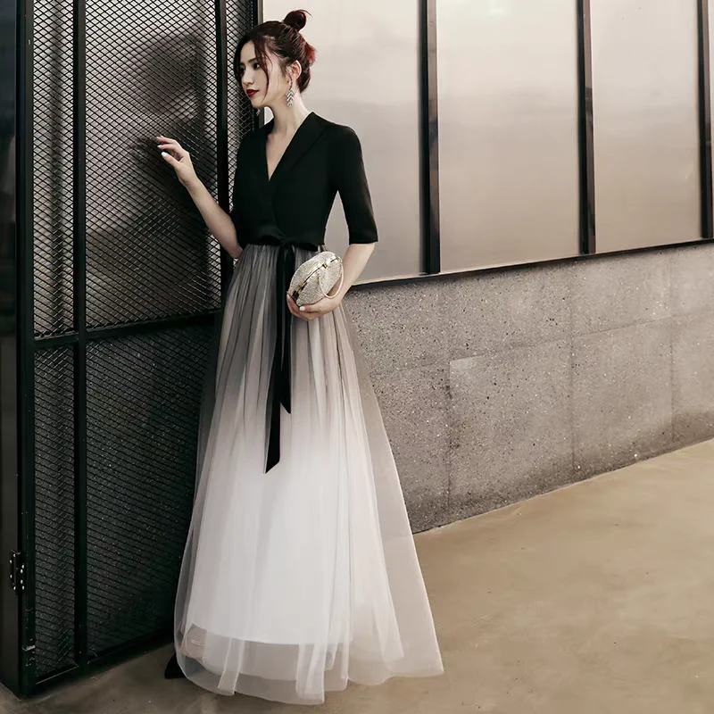 EG-SALE-AME-00136 Temperament banquet black evening dress female new performance chorus high-end luxury birthday dress host - Image 4