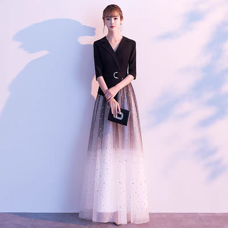 EG-SALE-AME-00142 Banquet evening dress long new dreamy starry sky gradient host chorus performance costume temperament long skirt female - Image 2