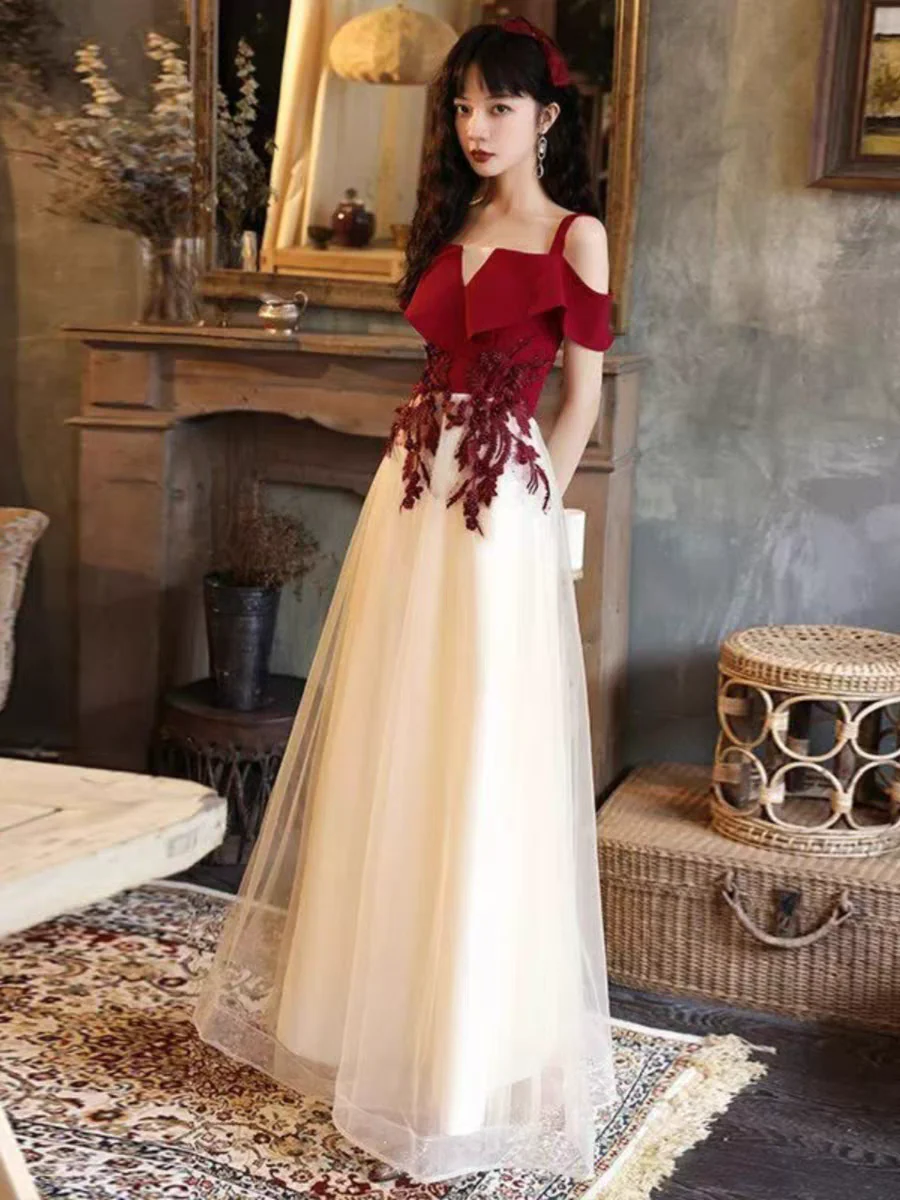 EG-SALE-AME-00146 Bride toast dress new banquet temperament engagement return home to get a certificate small people usually can wear evening dress female - Image 2