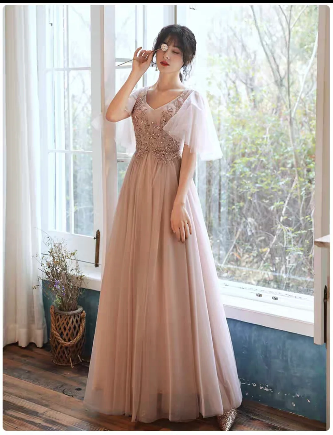EG-SALE-AME-00148 Bridesmaid dress fairy temperament new spring can be worn on weekdays to show slim long sister group girlfriends dress bridesmaid dress