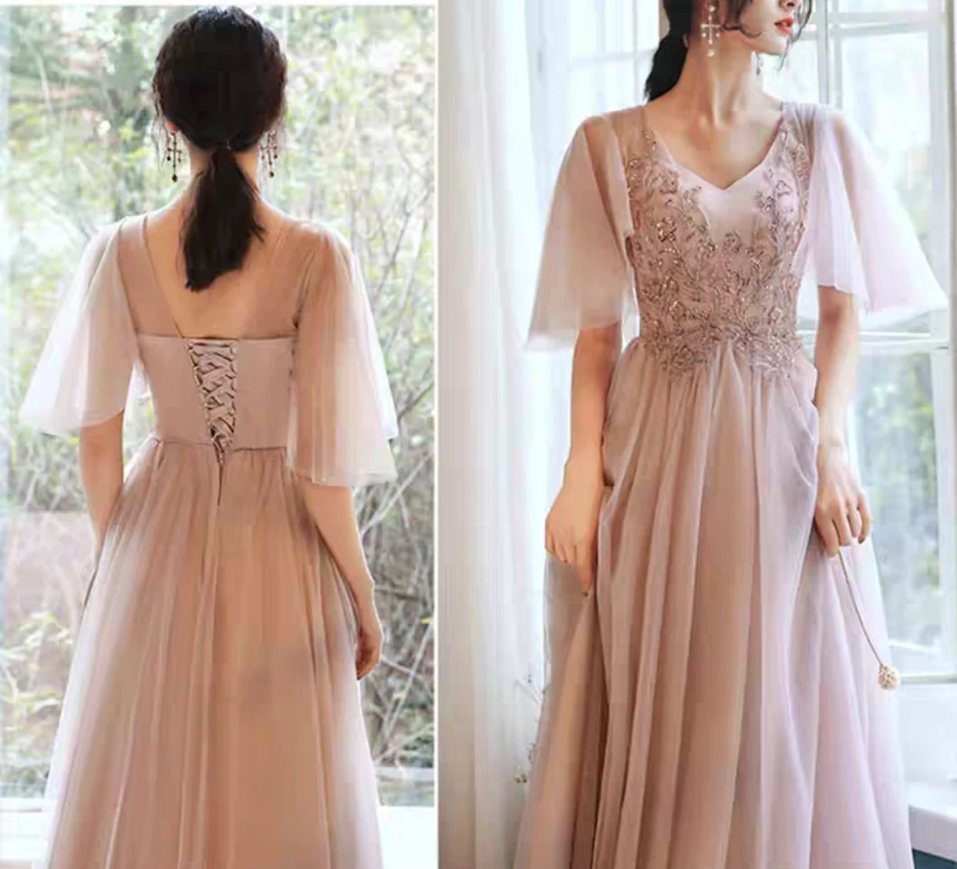 EG-SALE-AME-00148 Bridesmaid dress fairy temperament new spring can be worn on weekdays to show slim long sister group girlfriends dress bridesmaid dress - Image 2