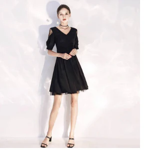 EG-SALE-AME-00152 French evening dress female banquet temperament usually can wear black light luxury niche high-end dress high-end black