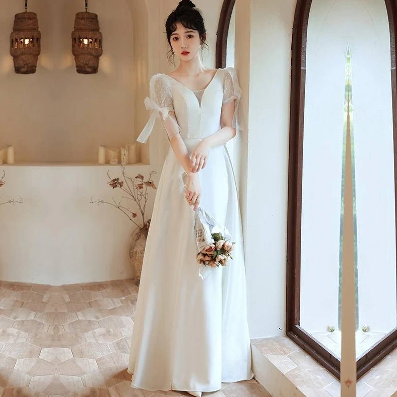 Forest Style Slim French Simple Wedding Gown | Ready-to-Wear - Image 8