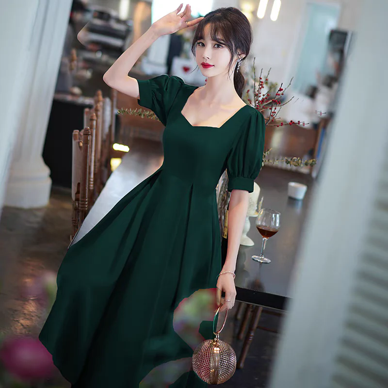 EG-SALE-AME-00177 Toast Dress Can Be Worn at Ordinary Times in the Bride, Summer Wedding Dress, Engagement Home Casual Dress, Thin Petite Dress for Women - Image 3