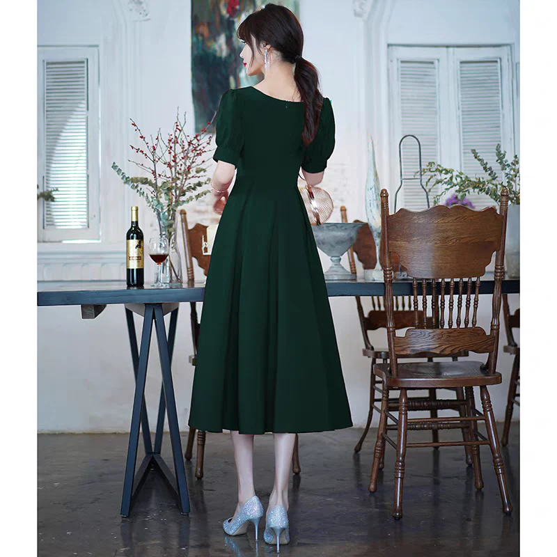 EG-SALE-AME-00177 Toast Dress Can Be Worn at Ordinary Times in the Bride, Summer Wedding Dress, Engagement Home Casual Dress, Thin Petite Dress for Women - Image 5