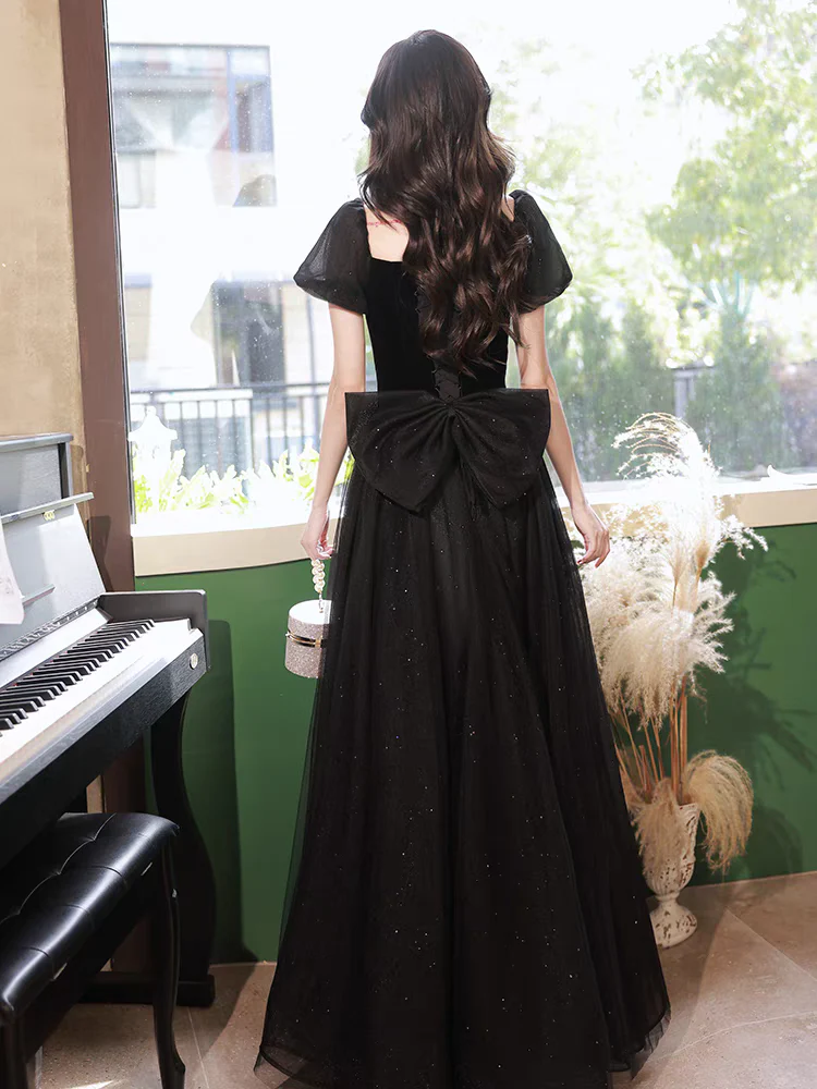 EG-SALE-AME-00182 Elegant Off-Shoulder Black Evening Gown classy banquet elegant annual meeting summer woman's style tutu skirt light luxury - Image 4