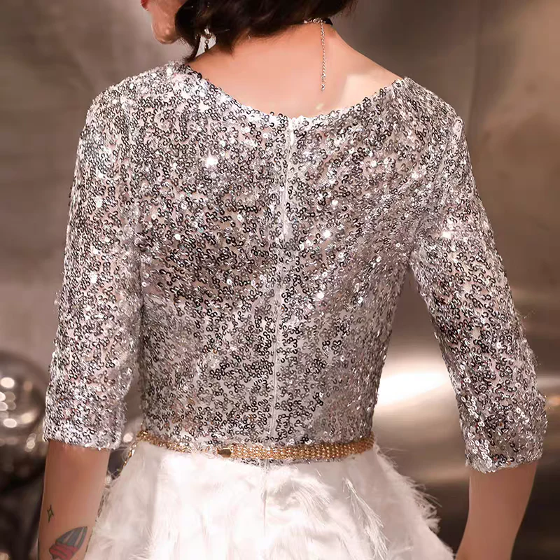 EG-SALE-AME-00204 Evening dress new style banquet noble temperament celebrity high-end aura queen slim female art exam host dress - Image 4